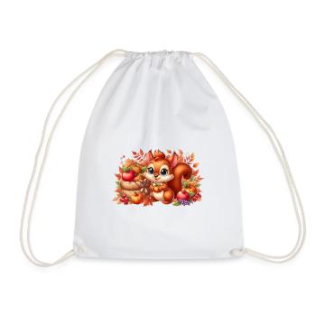 squirell autumn3 - Drawstring Bag - white - Front