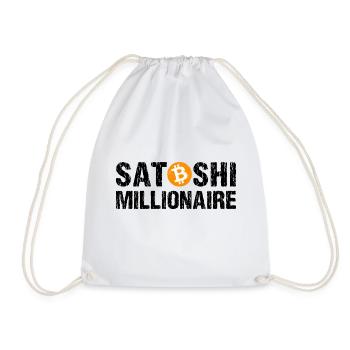 Satoshi Millionaire Cryptocurrency Bitcoin - Drawstring Bag - white - Front