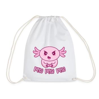 Axolotl gamer Zocker gaming zocken pew pew pew - Turnbeutel - Weiß - Vorne