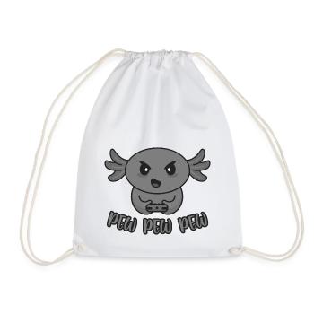Axolotl gamer zocken Zocker gaming pew pew pew - Turnbeutel - Weiß - Vorne