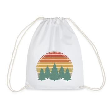Sunset Forest Vintage Trees Grunge Tree Retro Nature - Drawstring Bag - white - Front