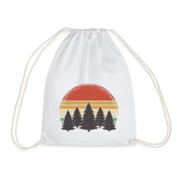 Sunset Trees Vintage Forest Grunge Tree Retro Nature - Drawstring Bag - white - Front