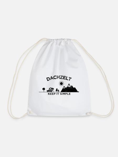 Dachzelt Camper "Keep it Simple" Geschenk - Turnbeutel - Weiß