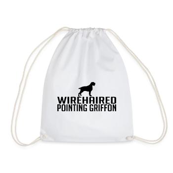 Wirehaired Pointing Griffon Dog Breed Dogs - Drawstring Bag - white - Front