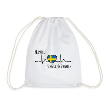 Mein Herz schlägt für Schweden Skandinavien - Turnbeutel - Weiß - Vorne