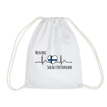 Mon cœur bat pour la Finlande Scandinavie - Sac de sport léger - blanc - Devant