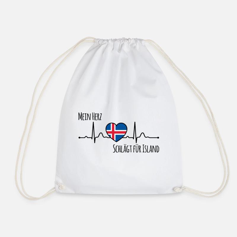 Mon cœur bat pour l’Islande la Scandinavie - Sac de sport léger - blanc