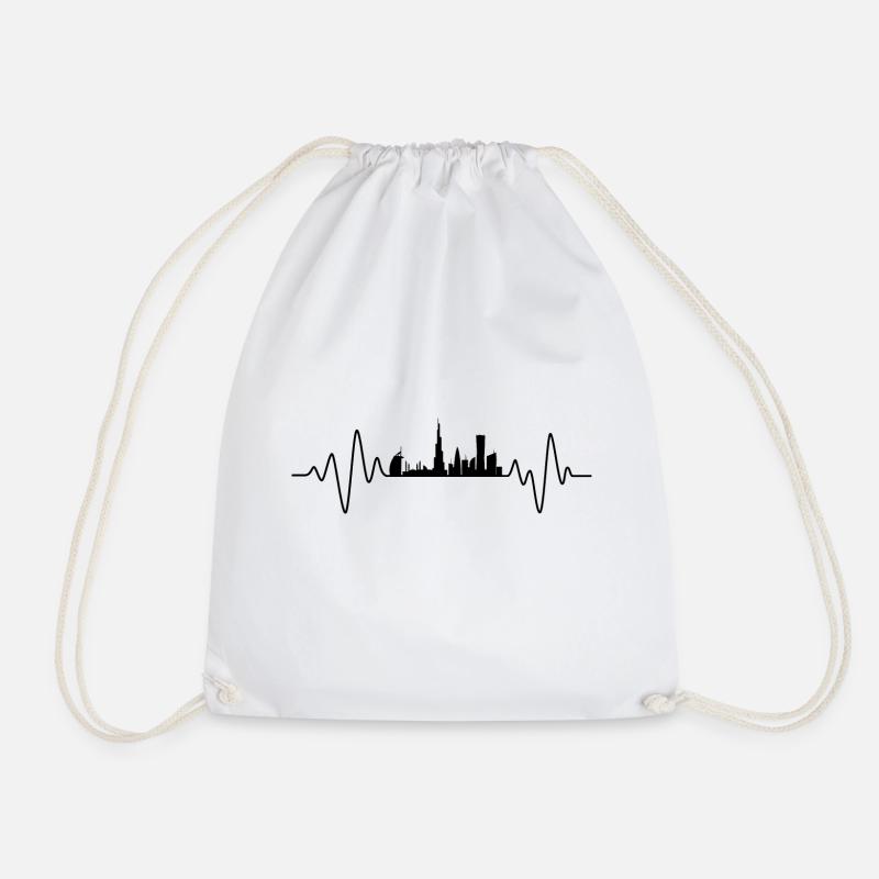 Dubai Heartbeat Skyline Dubai - Drawstring Bag - white
