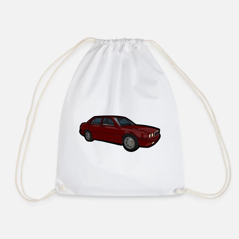 Red Car Illustration Retro Look - Drawstring Bag - white