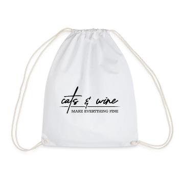 Cats and Wine makes everything fine Katzen Spruch - Drawstring Bag - white - Front