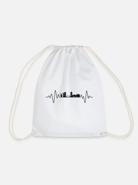 Amsterdam Heartbeat Skyline Amsterdam - Drawstring Bag - white