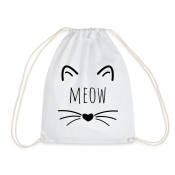 Cats gift meow cat's head - Drawstring Bag - white - Front