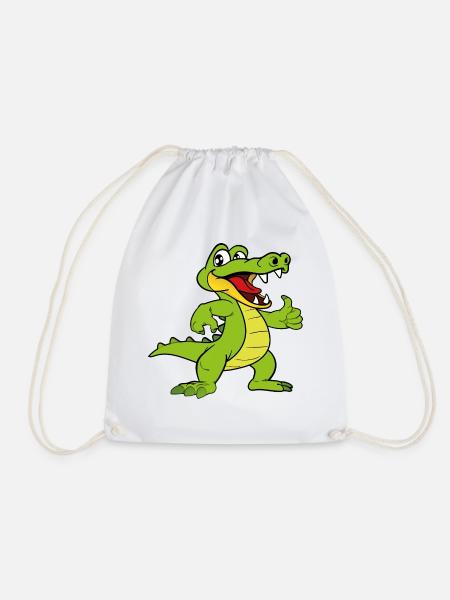 Kroko Kaiman Reptilien Tiere - Turnbeutel - Weiß