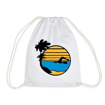 palmen insel urlaub ferien sonne strand schwimmen - Turnbeutel - Weiß - Vorne