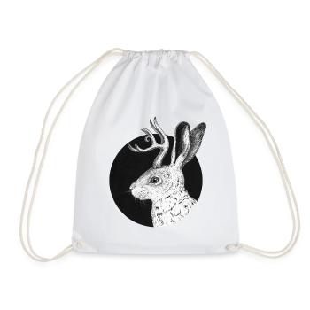 Jackalope - fabuleux lapin avec des bois - Sac de sport léger - blanc - Devant