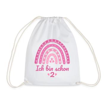 2. Geburtstag Mädchen Regenbogen Ich bin schon 2 - Turnbeutel - Weiß - Vorne