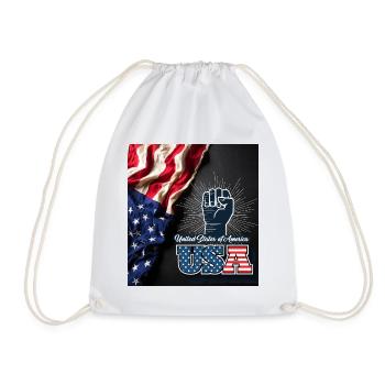 USA, stars and belts - Drawstring Bag - white - Front