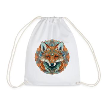 Natural fox in mandala style - Drawstring Bag - white - Front
