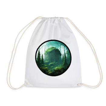 Forest / Wilderness / Nature / Trees / Green / Idyll - Drawstring Bag - white - Front