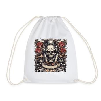 Crâne / crâne / squelette / gothique / tatouage - Sac de sport léger - blanc - Devant