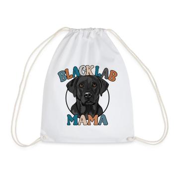 Black Lab Mom Dogs Dog Labrador Labbi Wilsigns - Drawstring Bag - white - Front
