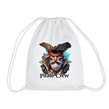 Pirat / Ahoi / Anker / Kapitän / Totenkopf / Rum - Turnbeutel - Weiß - Vorne