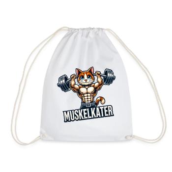 Muskelkater – Strong & Fluffy 💪🐱 - Turnbeutel - Weiß - Vorne