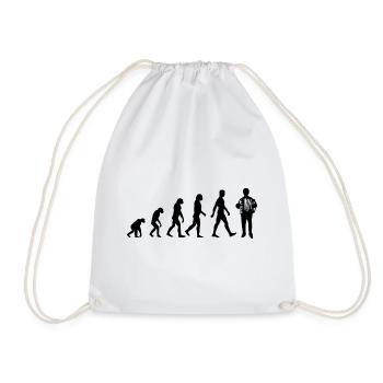 Evolution Geschenk Akkordeon Ziehharmonika - Turnbeutel - Weiß - Vorne