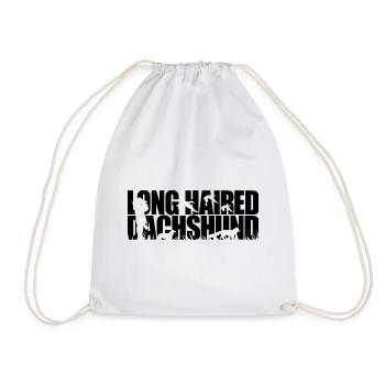 LONG HAIRED Dachshund Hunting Dog Wilsigns Hunting Dogs - Drawstring Bag - white - Front