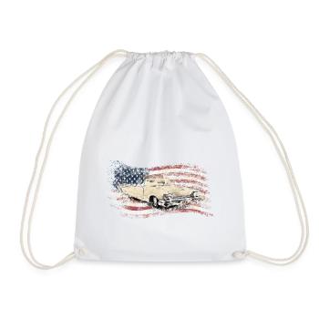 Cadillac America Car Old Vintage Car USA Vintage Car - Drawstring Bag - white - Front
