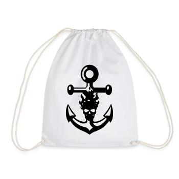 anker schaedel - Drawstring Bag - white - Front