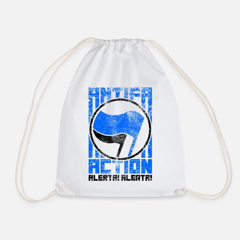 Antifa Action - Alerta! Alerta! (Blue) - Drawstring Bag - white