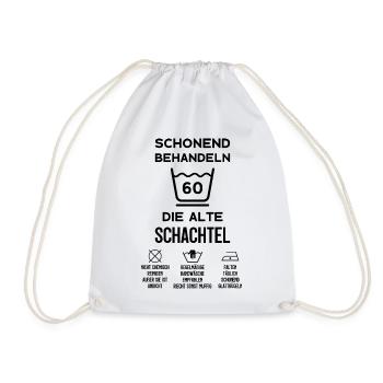 60. GEBURTSTAG ALTE SCHACHTEL SCHONEND BEHANDELN - Turnbeutel - Weiß - Vorne