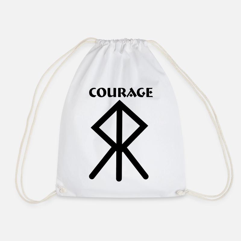 Courage Wikingerrune mit Text COURAGE - Turnbeutel - Weiß