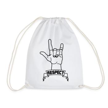 Hand gesture respect with text RESPECT - Drawstring Bag - white - Front