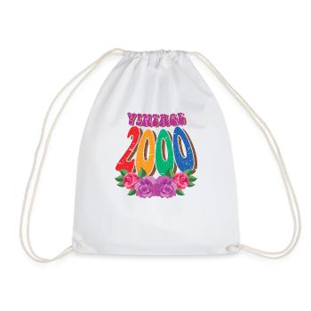 Retro Blume 2000, 22 Jahre alt 22. Geburtstag Geschenk - Turnbeutel - Weiß - Vorne