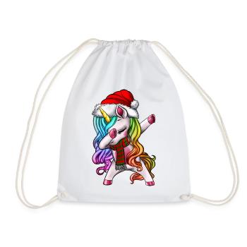 Dabbing Unicorn Christmas - Drawstring Bag - white - Front