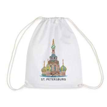 St. Petersburg, Kirche, Russland, Strichzeichnung - Turnbeutel - Weiß - Vorne