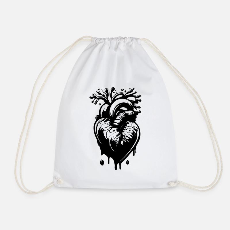 Heart with drops and veins - Drawstring Bag - white