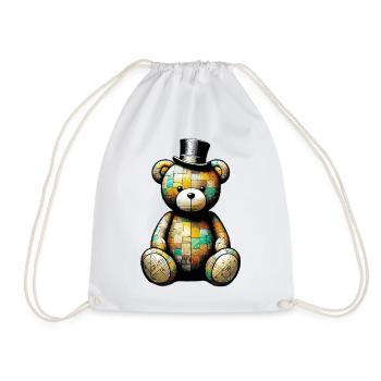 Teddy Bear Teddy Bear Top Hat - Drawstring Bag - white - Front