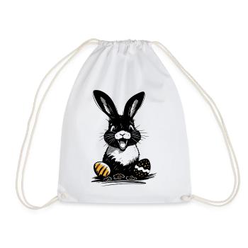 Happy Easter bunny with colorful Easter eggs - Drawstring Bag - white - Front
