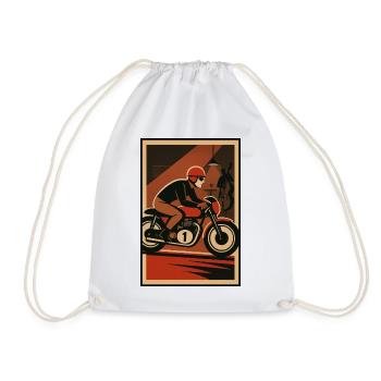 Vintage Motorrad und Jazz Musik Muster - Turnbeutel - Weiß - Vorne