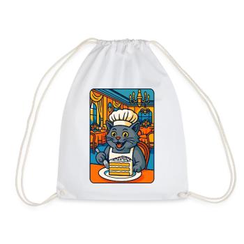 Kulinarische Katzenkoch-Illustration, Liebeskatzen kochen - Turnbeutel - Weiß - Vorne