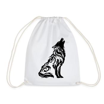 Nordic Wolf Tribal Tattoo - Drawstring Bag - white - Front