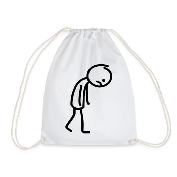 Dessin au trait d'un bonhomme allumette triste - Sac de sport léger - blanc - Devant