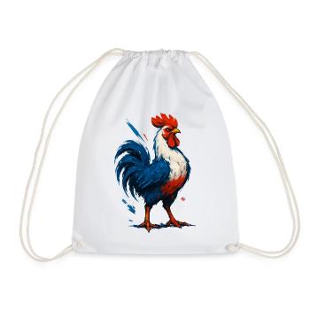 Flaming Rooster Blue White Red - France Patriote - Drawstring Bag - white - Front