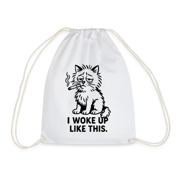 Drôle de design de chat, je me suis réveillé comme ça - Sac de sport léger - blanc - Devant