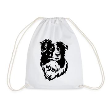 Tête de Border Collie - Sac de sport léger - blanc - Devant