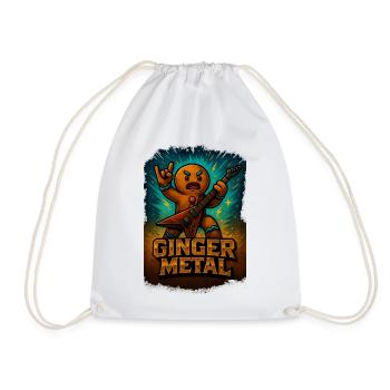 Ginger Metal – Funny Christmas Design Metal Fan - Drawstring Bag - white - Front