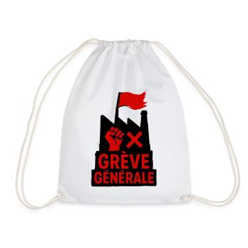 Generalstreik – Gewerkschaft - Turnbeutel - Weiß - Vorne